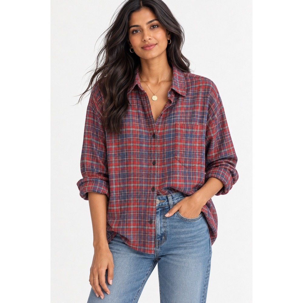 Treasure & Bond Plaid Boyfriend Shirt Size L